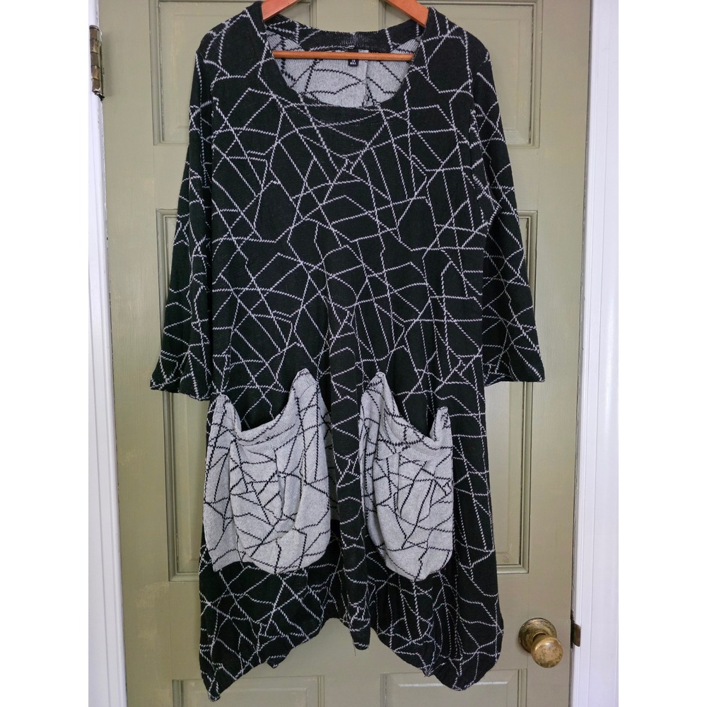 Dress to Kill by Jane Mohr Geometric Laganlook Slouchy Pocket Tunic Dress XL